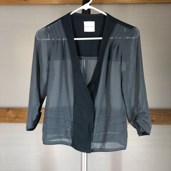 Uo SILENCE + NOISE dark green blue sheer snap blazer jacket sz XS‎ - Picture 1 of 7